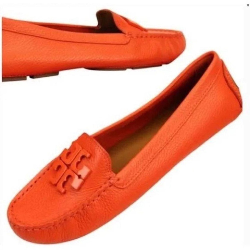 Tory Burch Orange/ Red Tumbled Leather Loafer (open to offers)